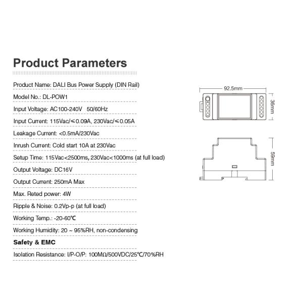 Anti Fire Dali Lighting Control Module DALI Bus Power Supply Din Rail