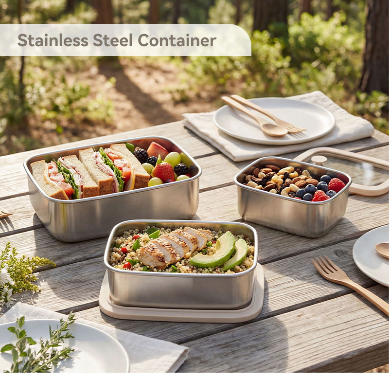Sustainable Microwave Safe Stainless Steel Containers Rectangular with Stackable Design for Sustainable DTC Brands
