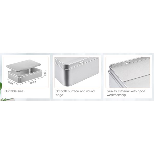 8.5 By 5.3 By 1.9 Inch Silver Rectangular Empty Tin Box Containers, Gift, Jewelery And Storage Tin Kit, Home Organizer