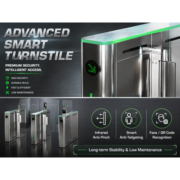 Anti-tailgating Visitor Access Control System With Face Recognition At Speed Gates For Modern Office Buildings