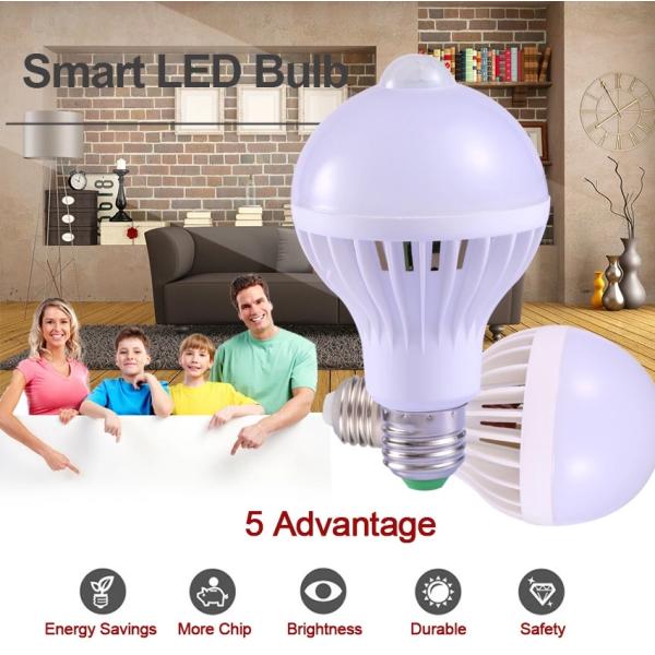Smart LED Bulb with Automatic Induction Motion Sensor and High Luminous Efficacy 100lm/w