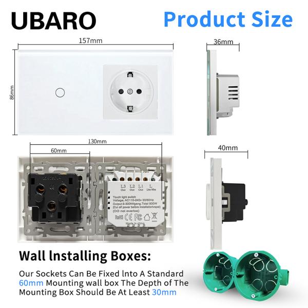86 Type Dual Light Switch 157 Type Cross Switch Aad Socket Combination Glass Panel 2Gang 2Way Home Switches