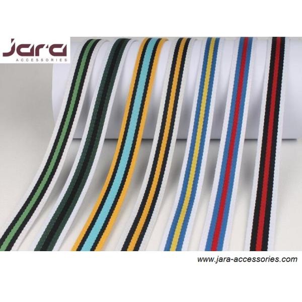 2cm Width Beige Polyester Webbing Belt With Silver Round Ring / Folded PU Tip