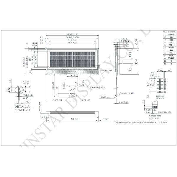 20*4 FSTN Monochrome I2C Wide Temperature LCD Module Winstar Replacement