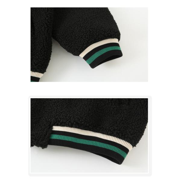 Thickened Bear Embroidered Baseball Lambswool Jacket