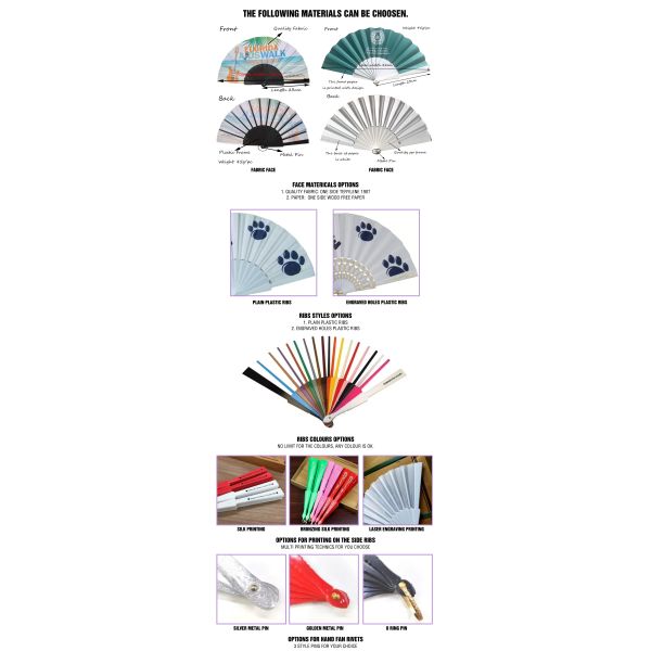 Customized Personalized High Quality Hand Fans Plastic Ribs Custom Printed Folding Hand Fan