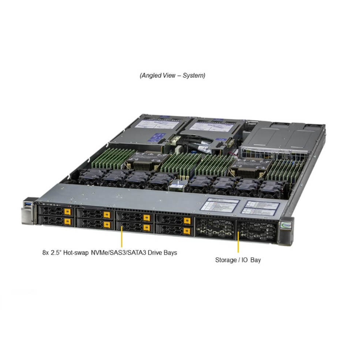 Supermicro Hyper SuperServer SYS-120H-TNR 1U Rackmount Server with 3rd Gen Intel Xeon Scalable Processors 32 DIMM Slots and 8 Hot-Swap NVMe/SATA/SAS