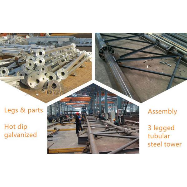 30M 55M 80M Hot Dip Galvanized 3 Leg Tubular Steel Free Standing Gsm Cdma Cellular Communication Antenna Mast