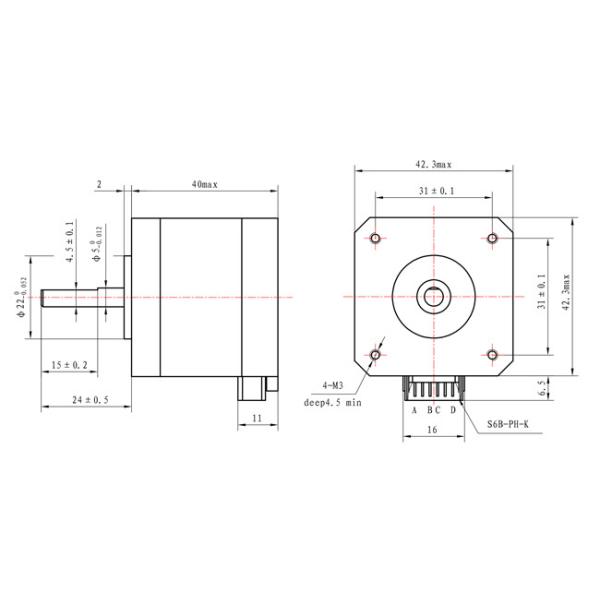 NEMA 17 stepper motor dimensional drawing