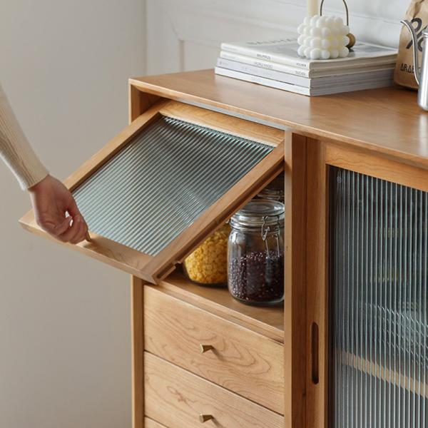 Buffet Kitchen Cabinet with Storage Cube, Solid Wood Side Cupboard Standing Drawer for