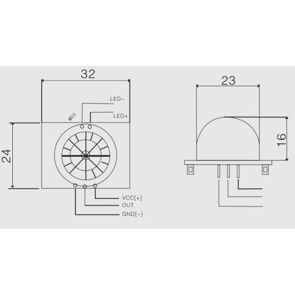 Adjustable Low Noise Human Body Dectector PIR Module SB612 With Sensor Distance 10m Detecting Angle 120 Degree