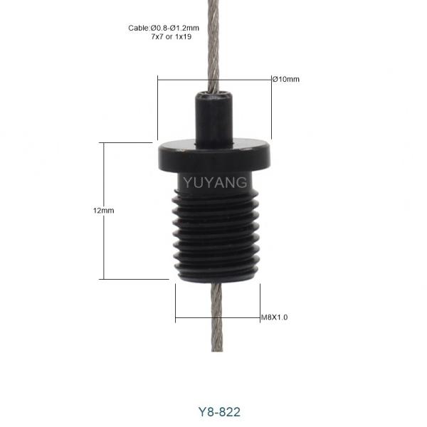 M8 Thread Black Coated Suspension Cable Gripper Push Button Adjustment For Pendant Lights