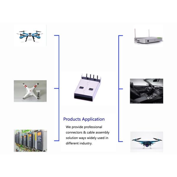 4 Pin PCBA Male Micro USB Input Output Connectors Plastic 100V Voltage Resistance