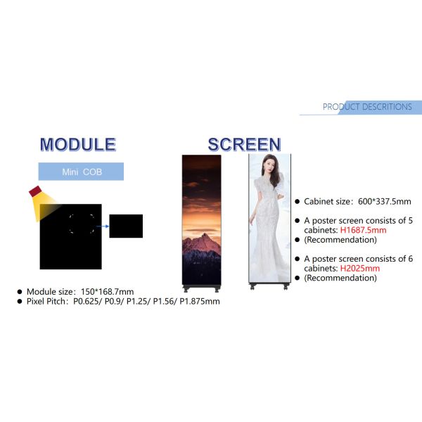 All In One Frame-free Digital Poster Full Flip-chip Common Cathode Mini LED COB Poster Screen