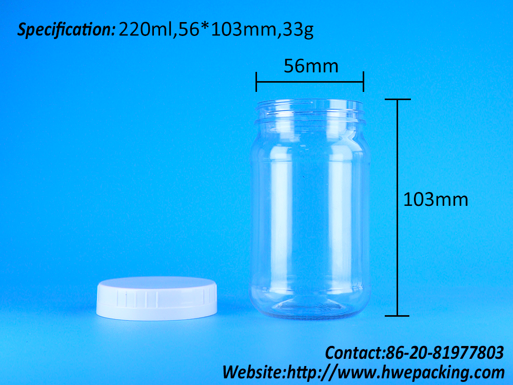 Clear PET Plastic Jar with Screw Cap for Custom Food Packaging Solutions