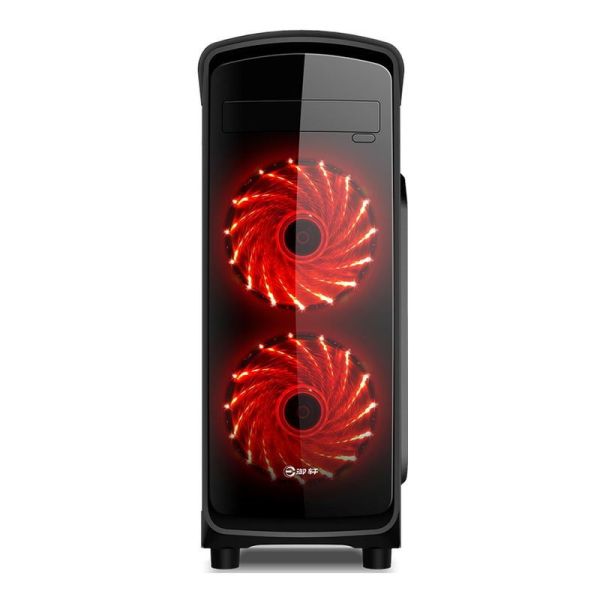 ETEK ATX Mid-Tower Case Acrylic Front & Side Panel Full Side View Black And White