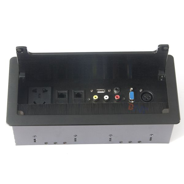 Multifunction Desk Outlet Box Embedded In Office Automation System Hidden Cable Design Flip Up Desktop