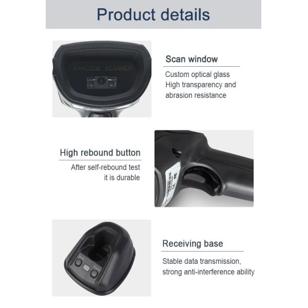 High Performance Wireless Barcode Scanner 1D 2D Barcode Reader Handheld Bar Code Scanner