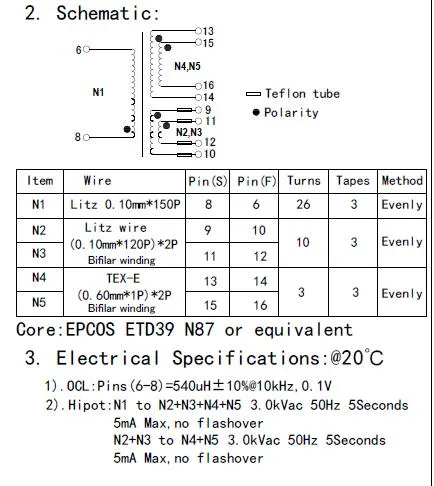 High Quality Etd39 High Frequency Transformer for Solar