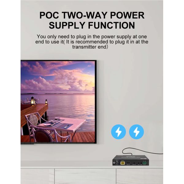 4K60 150m HDBaseT Extender Support One Loop Out Audio Extraction HDMI Extender IR/RS-232/CEC Control Cat6 HDMI Extender