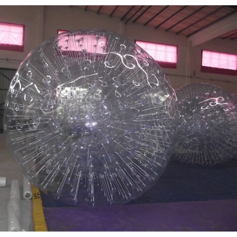 Front view of the transparent patterned zorb ball