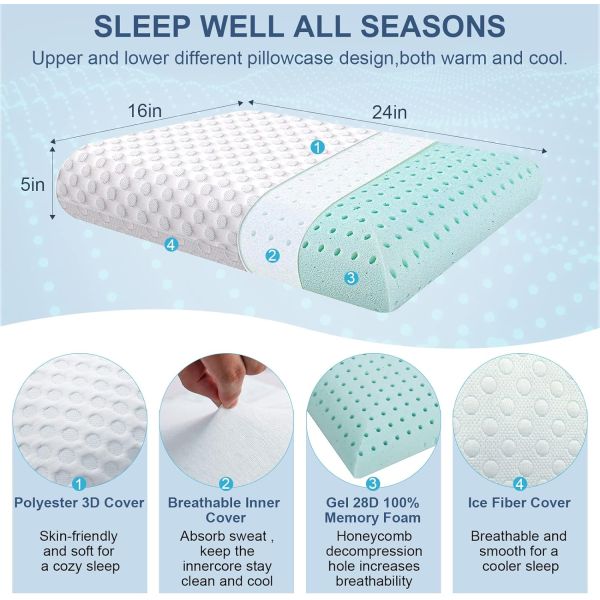 Customized Color Adjustable Thin Memory Foam Cervical Pillow Perfect for Side Sleepers