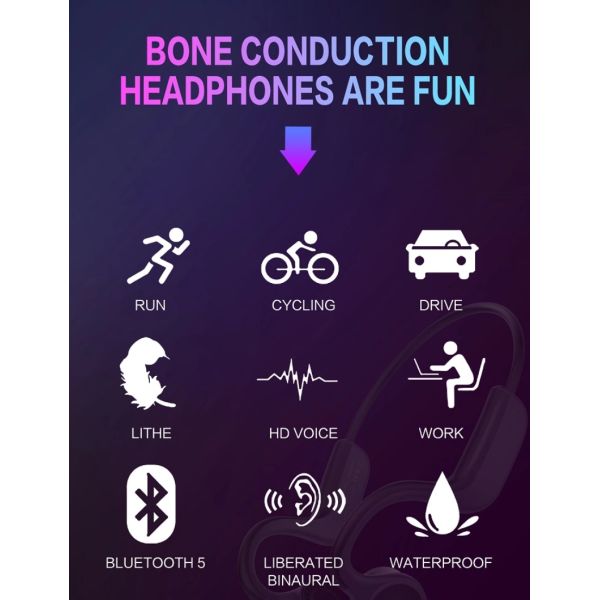 Bone Conduction Bluetooth Noise Cancelling Headphones One Click Control