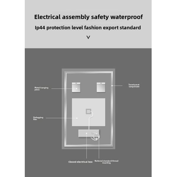 Ultra-Thin Frame Modern Space-Saving Hotels Smart Mirror Rectangle Adjustable LED Light Touch Switch Natural Light Simulation