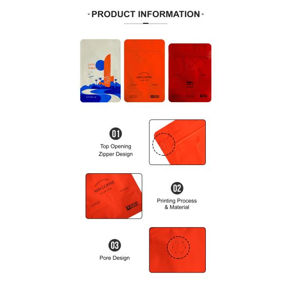 Custom Printed Flat Bottom Coffee Packaging Bag Zipper Seal Packaging Pouch With Valve