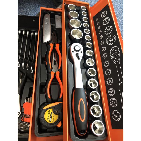 Three Layers Portable Steel Toolbox Multi-Function Household Folding Hardware Storage Box Auto Repair Toolkit