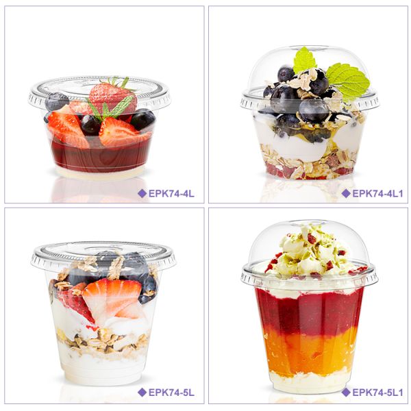New products eco friendly transparent 120ml PET pudding cup with flat lid