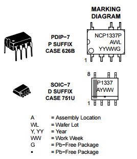 NCP1337P Integrated Circuit Chip PWM Current−Mode Controller for Free Running Quasi−Resonant Operation