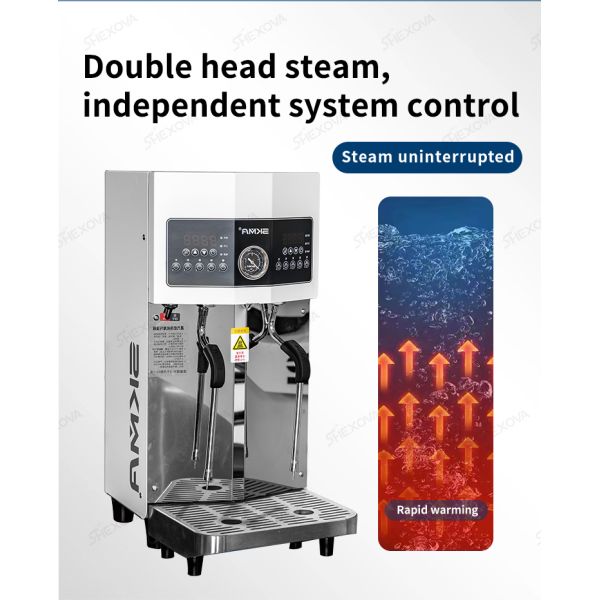 Electric Boiling System Double Head Automatic Milk Steamer With Steam Pipe For Coffee Shop