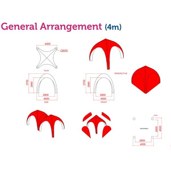 Duarable PVC Inflatable Tent With 4 Legs , Customzied X - Pod Inflatable Spider Tent