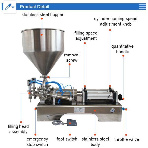 stainless steel semi automatic liquid bread cream paste filling machine