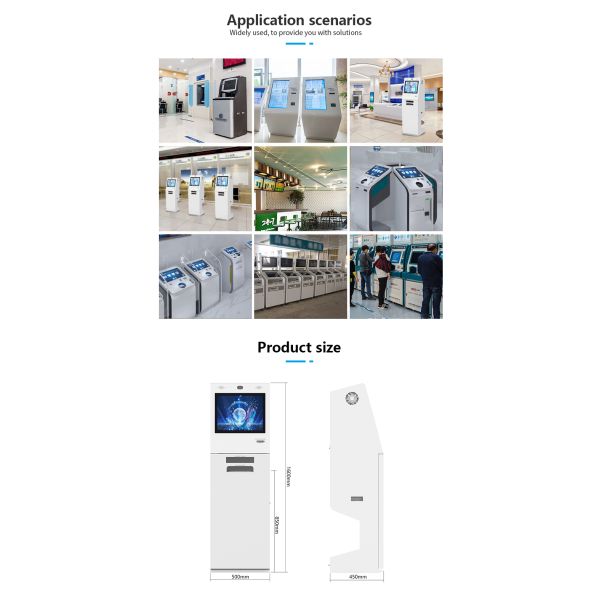 21.5 Inch AIO Touch Screen Self Service Kiosk With Document Scanner