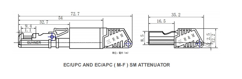 EC Fixed Attenuator SM APC/UPC Low RL Wide Attenuation Range