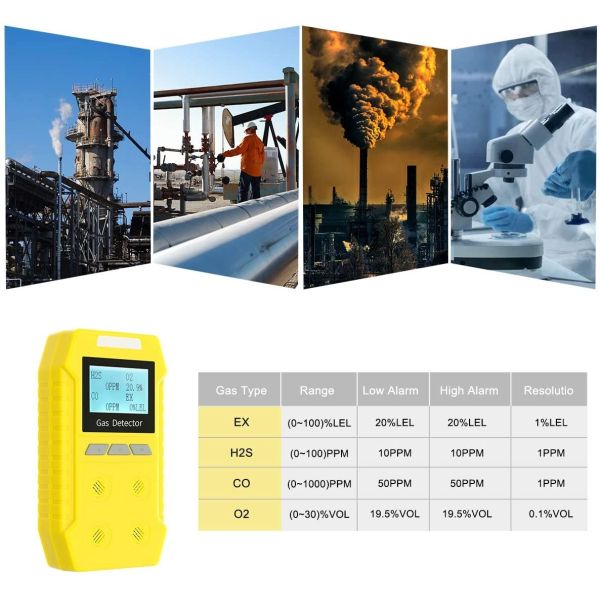H2S O2 CO EX Portable Multi Gas Detector Dust Proof Water Proof