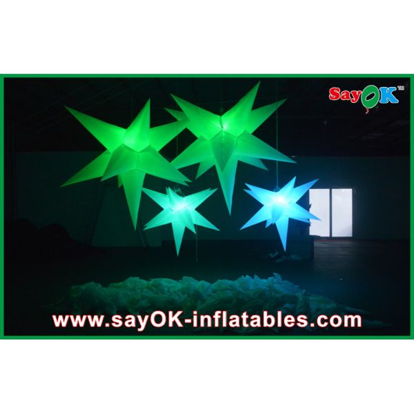 White Polyester Cloth Inflatable Led Star Lighting 1.5m / 2m For Party