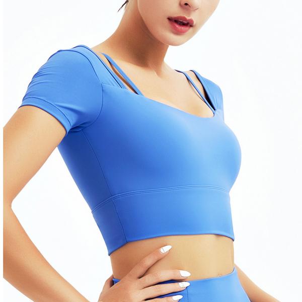 Buy Oem Factory Manufacturer Custom Logo Women Gym Fitness Training Clothes Blue Seamless 2 Piece Yoga Set at wholesale prices