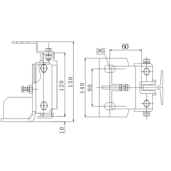 High Speed Elevator Guide Rail Shoes 16 / 10mm For Lift Parts