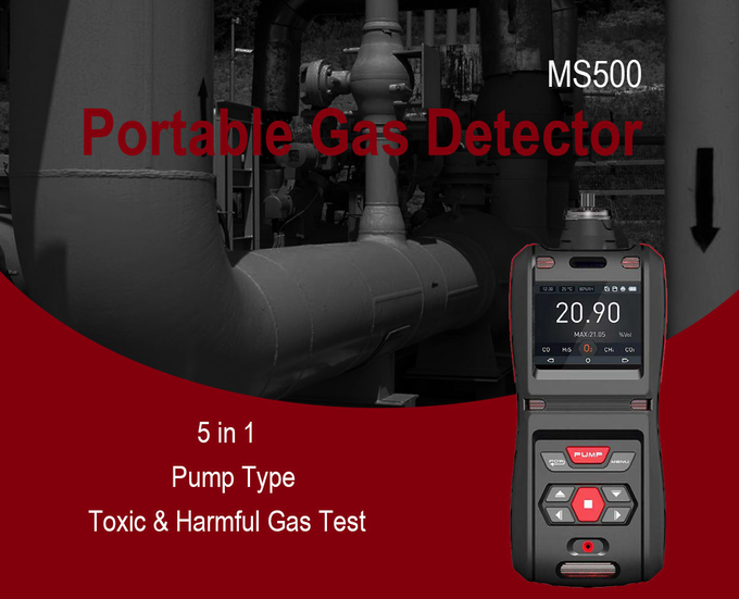 MS500- 5in1 Portable Multi Gas Analyzer Built In Pump Dust Filter PID Sensor