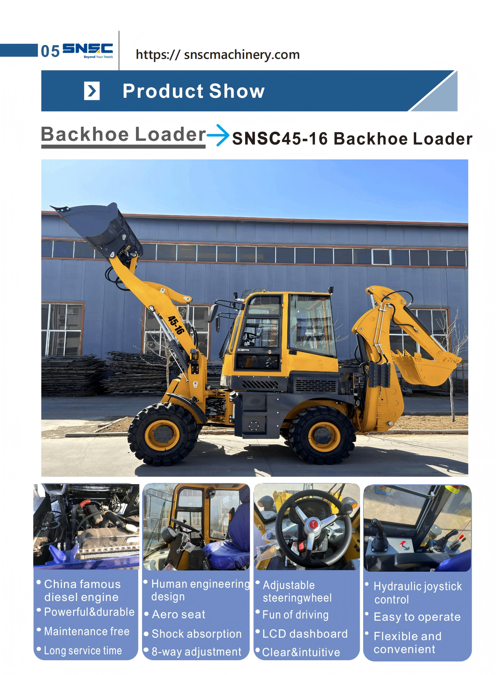 Powerful and Durable 45-16 Wheel Loader Diesel Engine and Human Engineering Design for Easy Operation