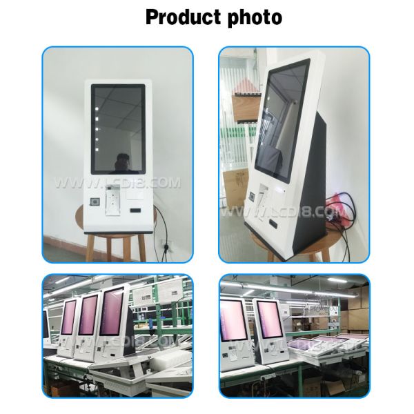Hotel 24 Inch Vertical Desktop Printer QR Code Scanner Card Dispenser Self Service Check In Kiosk