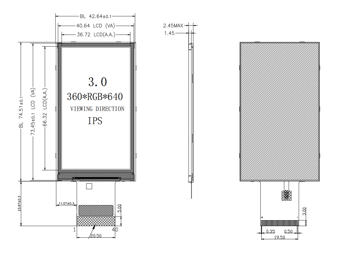 3-inch TFT LCD Display Module, 360x640 RGB IPS Panel, ST7701S Driver, Wide Temperature, Customizable with CTP/RTP