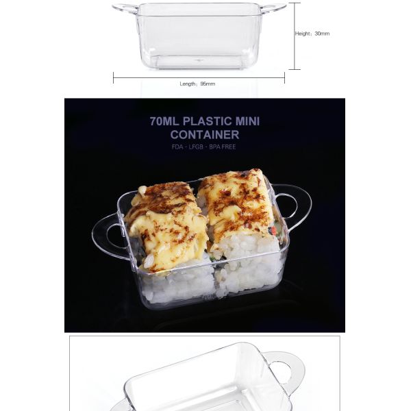 Amazon best seller party supplies square shape 70ml mini food container with handle