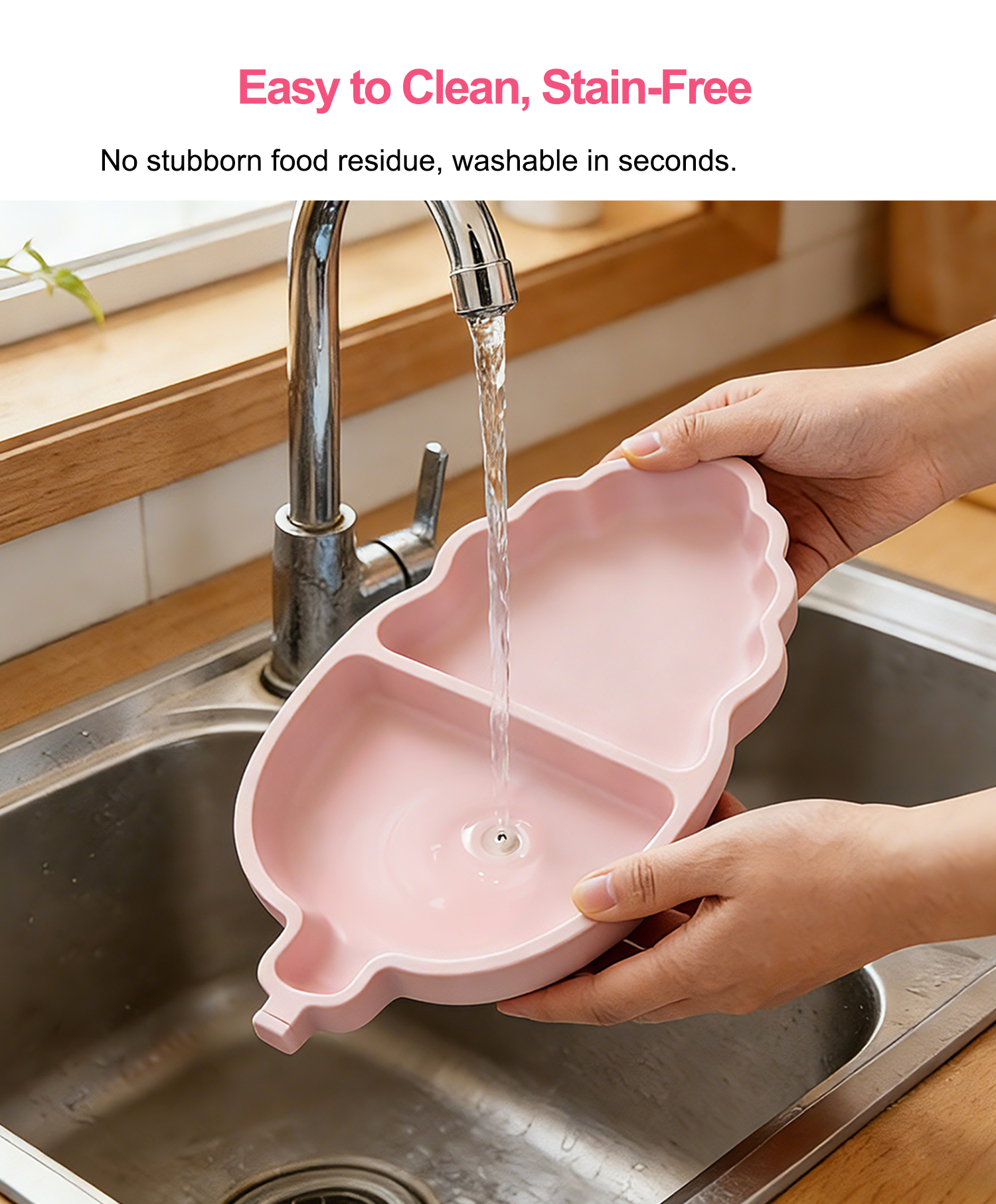 Modern Baby Tableware Set Pink Corn Silicone Plate Anti Spill Stain Resistant Lightweight Tableware Made Mainly for Kids