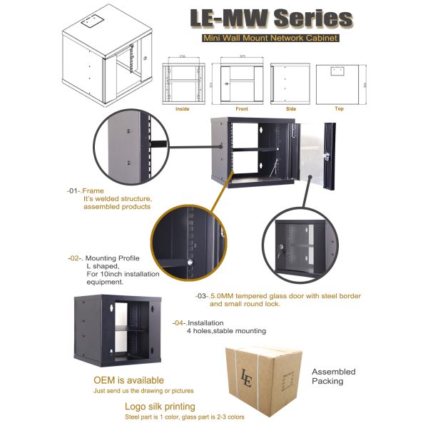 Small Wall Mount 10 Inch 12u Server Rack Cabinet