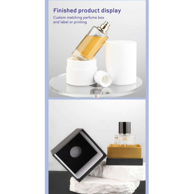 50ml Rectangular Glass Perfume Bottle with Magnetic Gold Cap