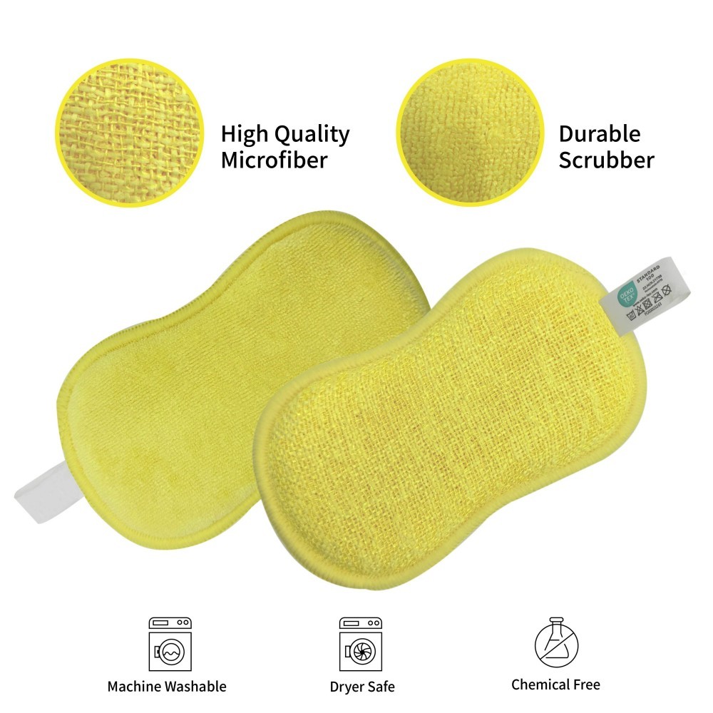 Reusable Super Absorbent Non-Scratch Microfiber Sponge for Kitchen Cleaning